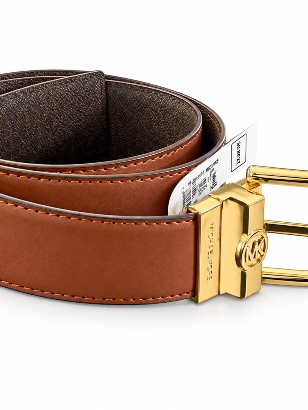 Michael Kors Tan Brown Reversible Logo Belt with Gold Buckle - Picture 5 of 7